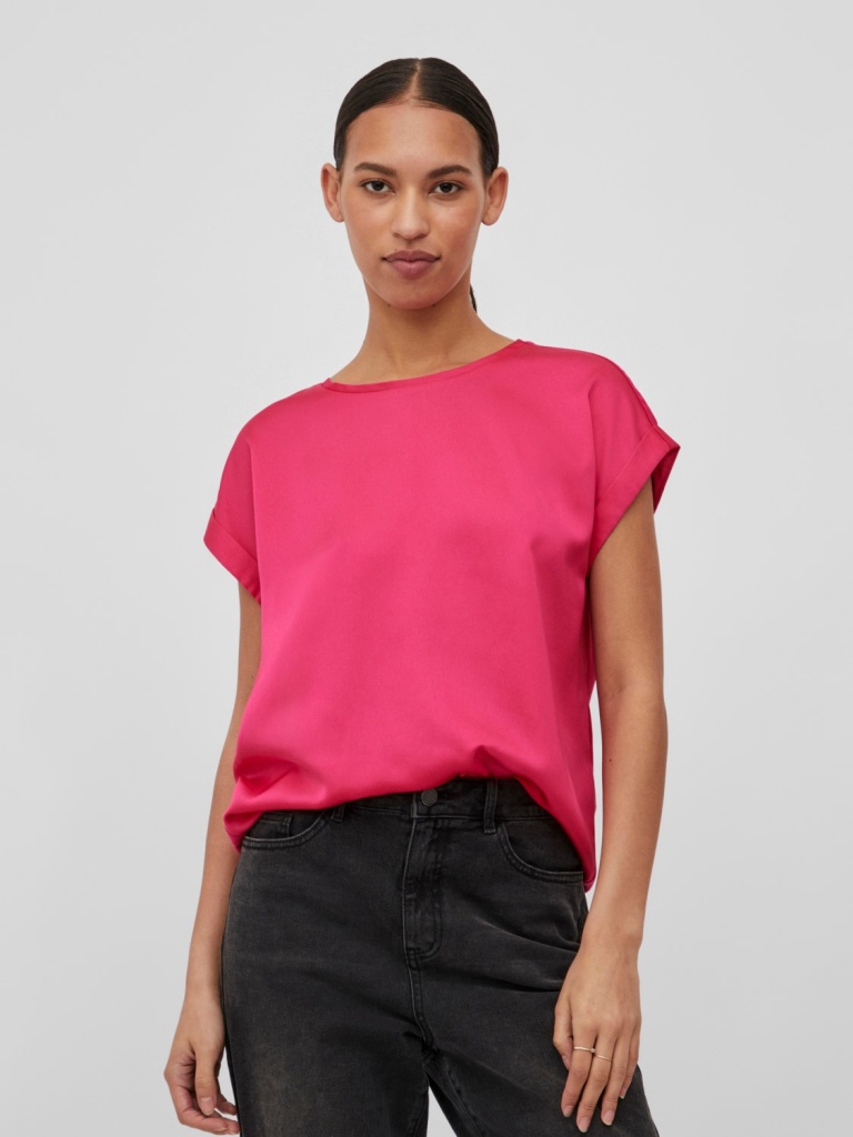 Vila Viellette Satin Top Rosa